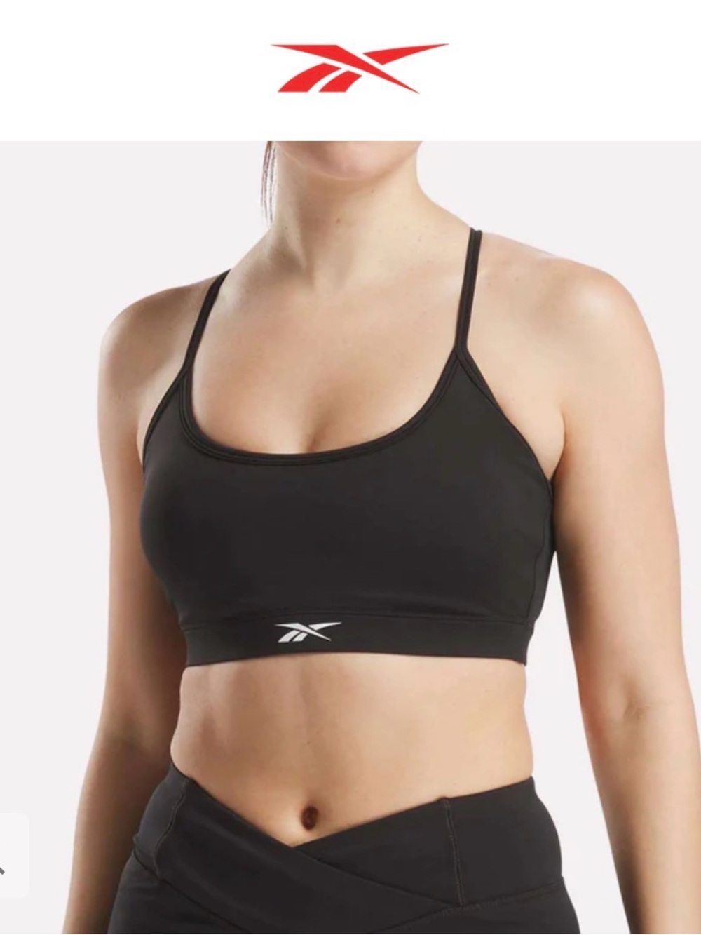 Reebok Black and Grey Slim-Strap Sports Bra